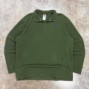 Y2K The North Face Green Fleece Quarter Zip Pullover Size XL
